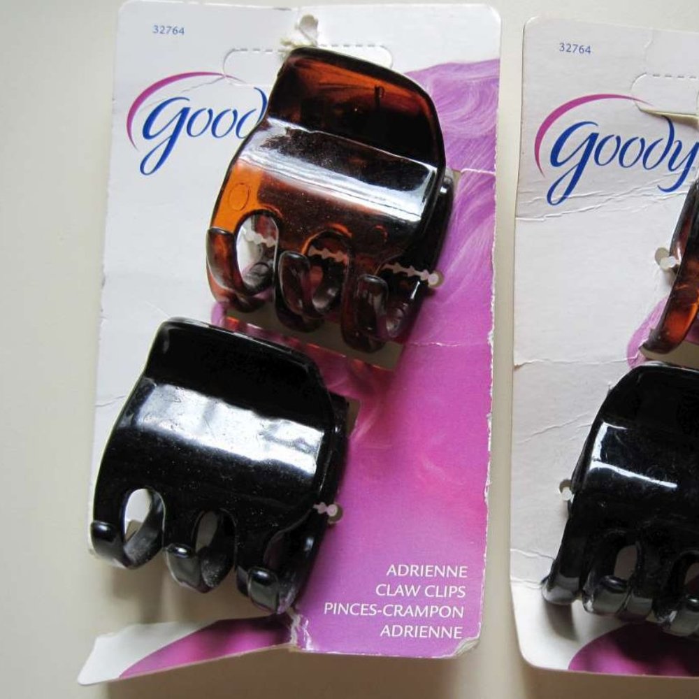 2 Goody Adrienne Styling Hair Claw Clips 2009 Small Jaw Fashion Classic Tortoise